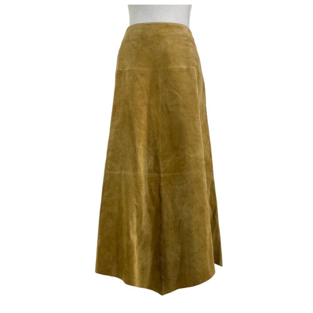Vintage drop waist tan suede Rem Garson skirt